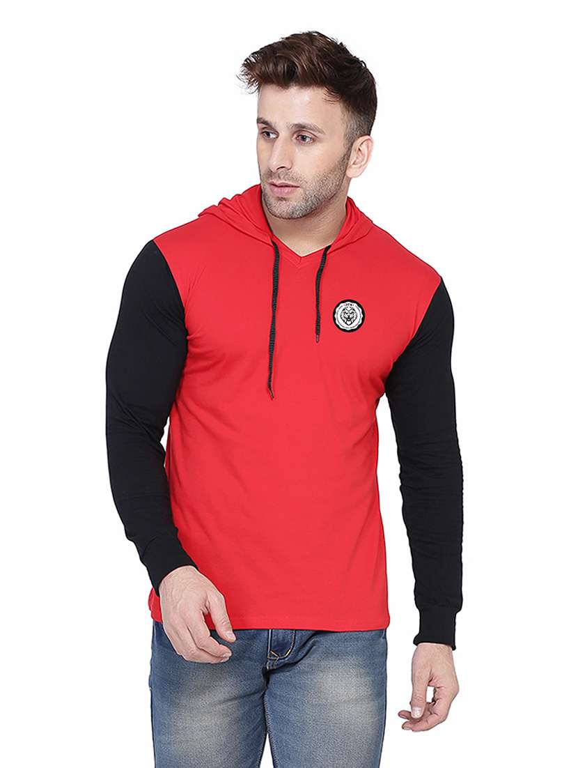 men color block hooded neck t-shirt