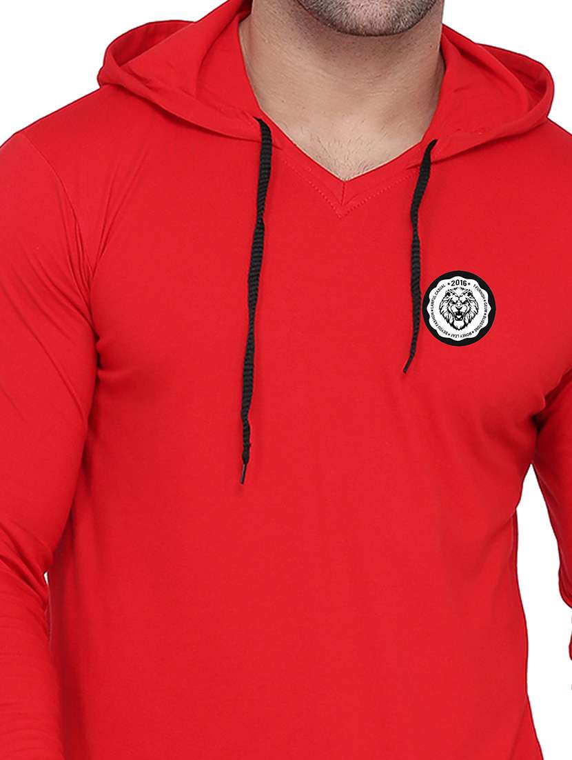men solid hood neck t-shirt - 21383810 -  Standard Image - 3