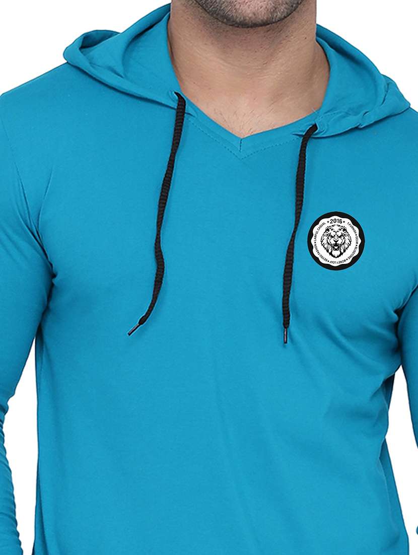 men solid long sleeve hooded t-shirt - 21383811 -  Standard Image - 3