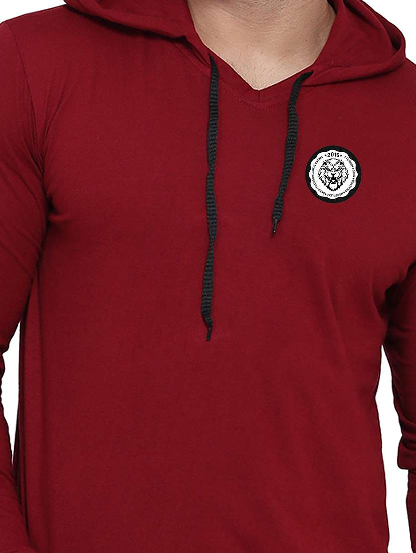 men solid hood neck t-shirt - 21383814 -  Standard Image - 3