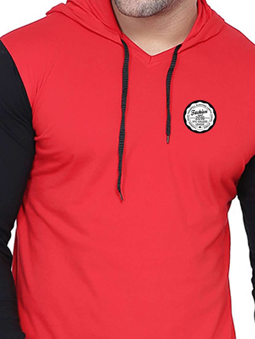 men color block hood neck t-shirt - 21383823 - Standard Image - 3
