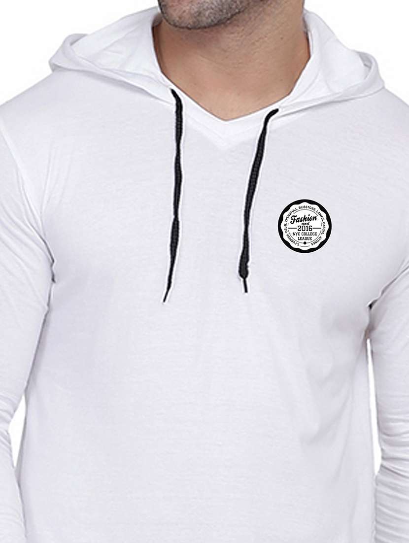 men solid hood neck t-shirt - 21383824 -  Standard Image - 3