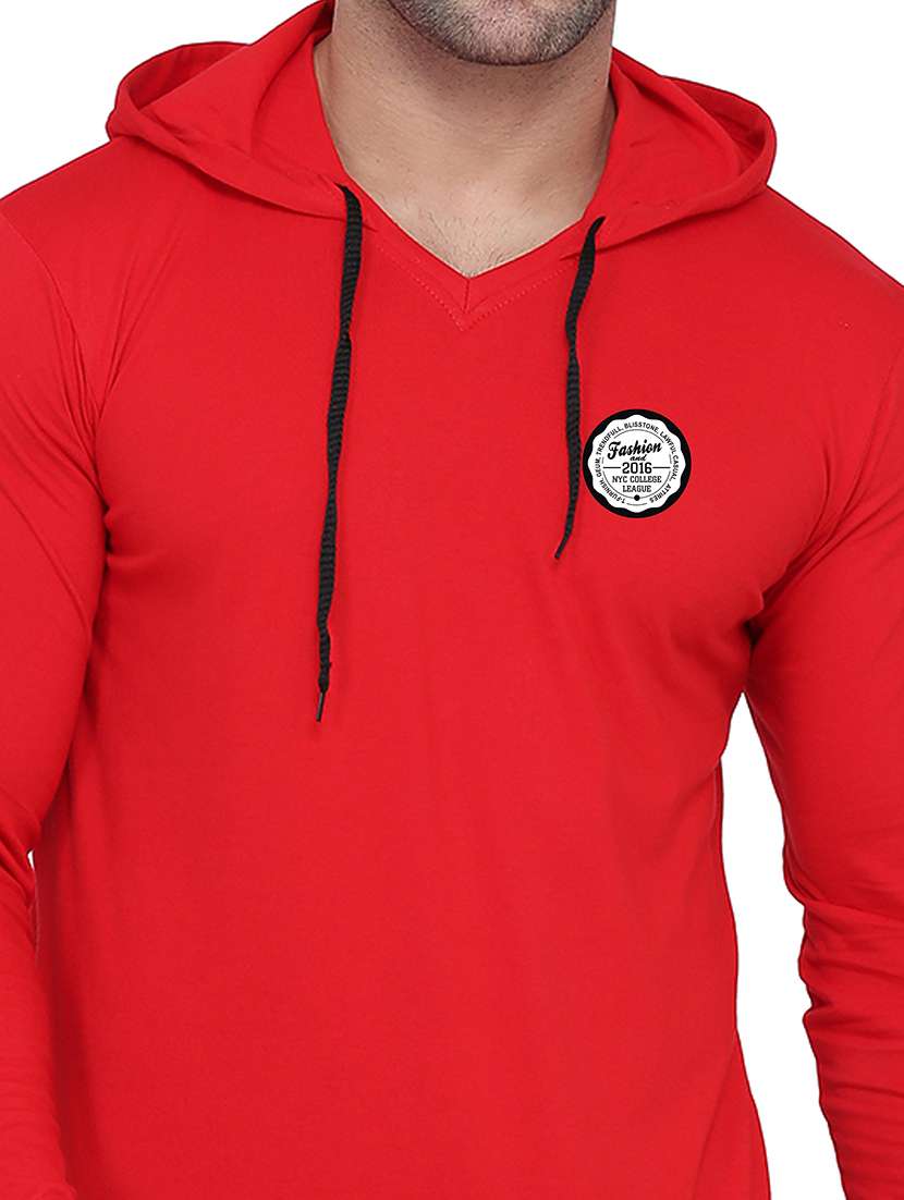 men solid hood neck t-shirt - 21383829 -  Standard Image - 3