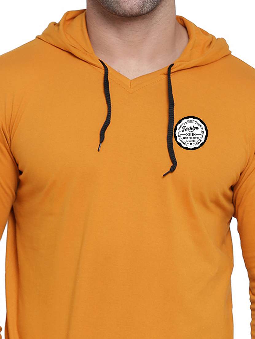men solid hood neck t-shirt - 21383832 -  Standard Image - 3