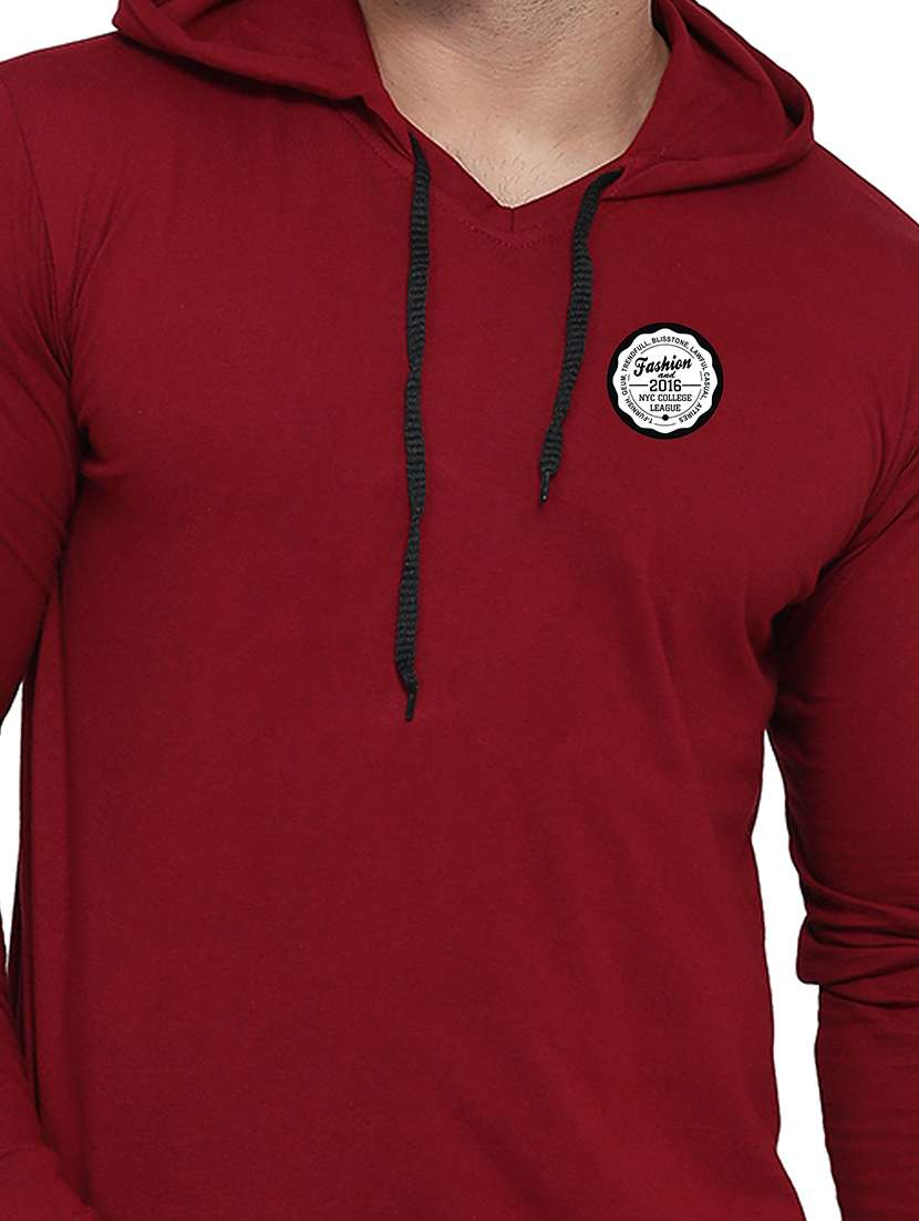 men solid hood neck t-shirt - 21383834 -  Standard Image - 3