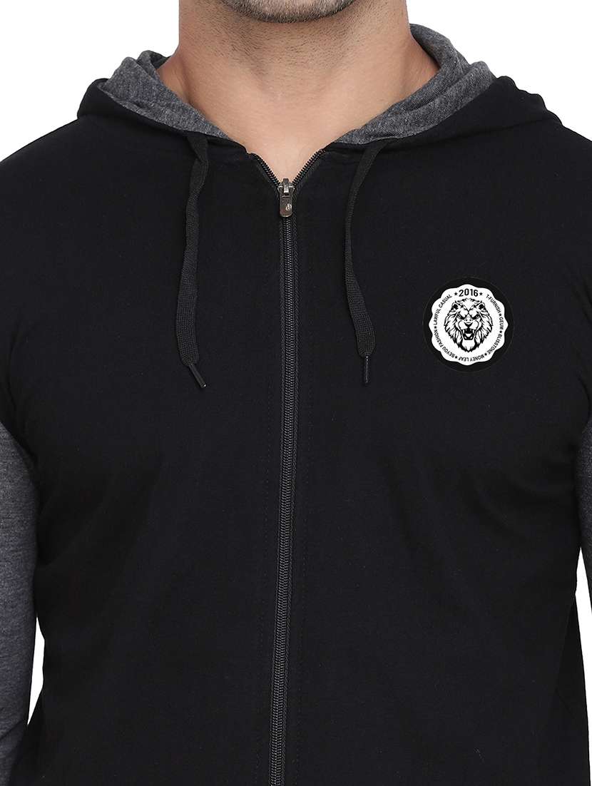 men color block hooded cotton t-shirt - 21383847 -  Standard Image - 3