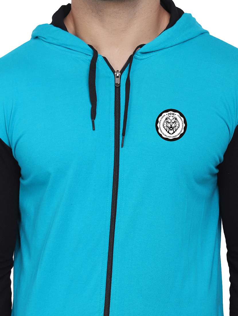 men color block hooded cotton t-shirt - 21383851 -  Standard Image - 3