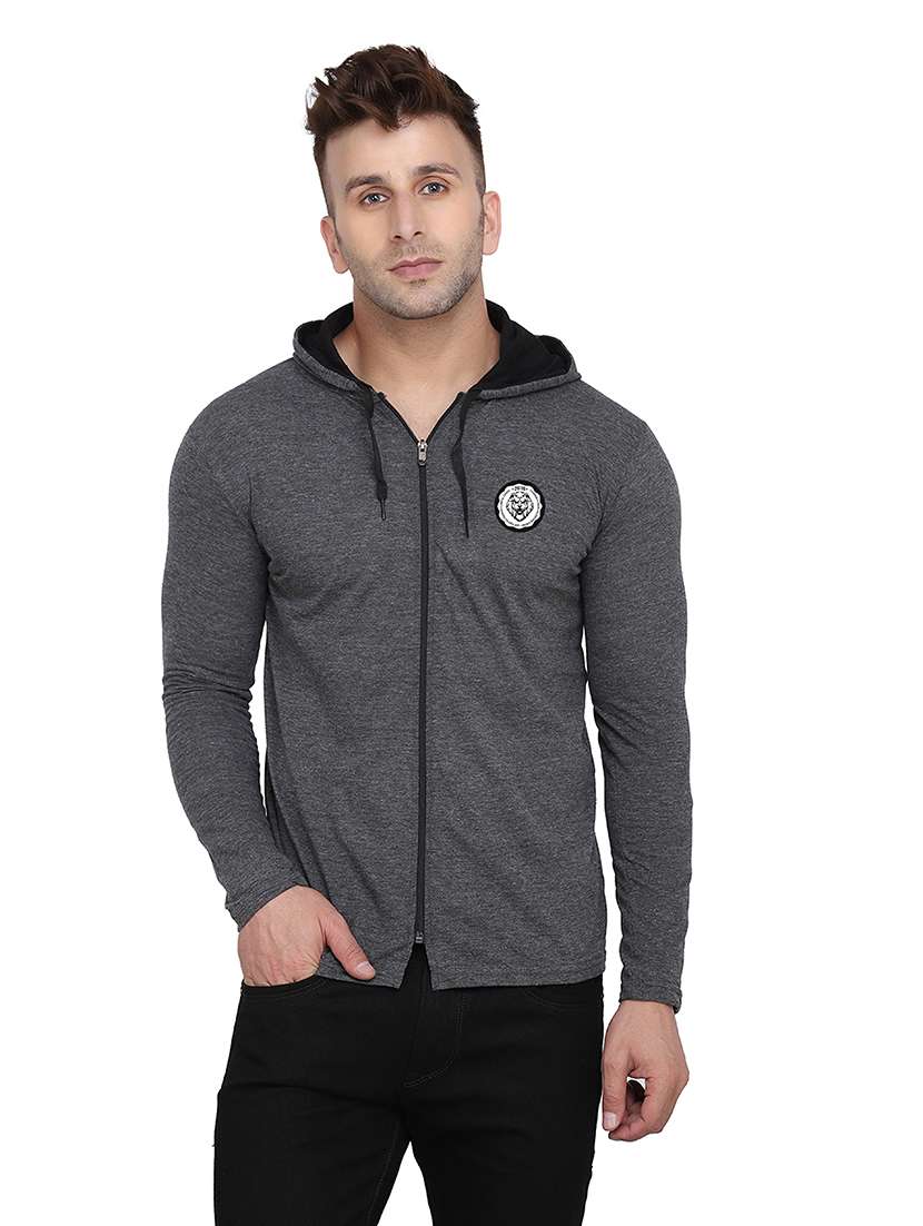 men solid hooded cotton t-shirt
