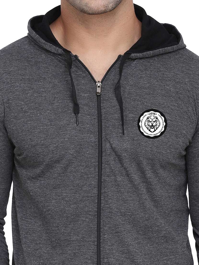 men solid hooded cotton t-shirt - 21383857 -  Standard Image - 3