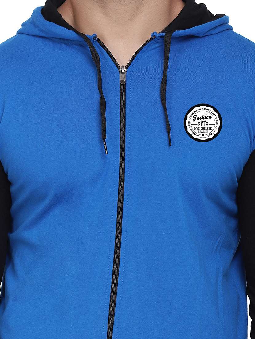 Men Color Block Hooded Cotton T-shirt - 21383863 -  Standard Image - 3