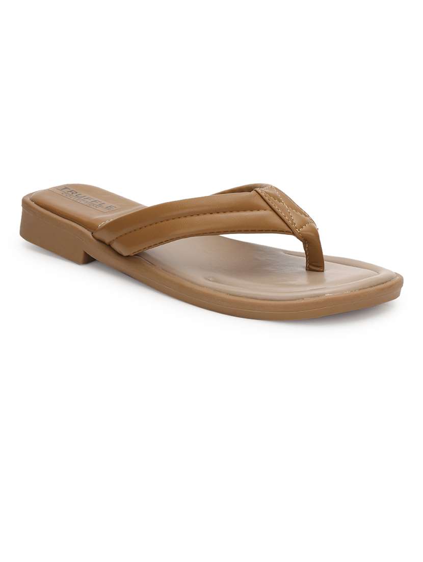 women khaki slip on sandal