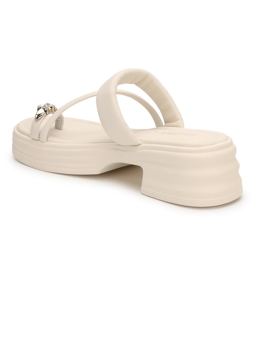 women beige solid slip on sandal - 21384949 - Standard Image - 3