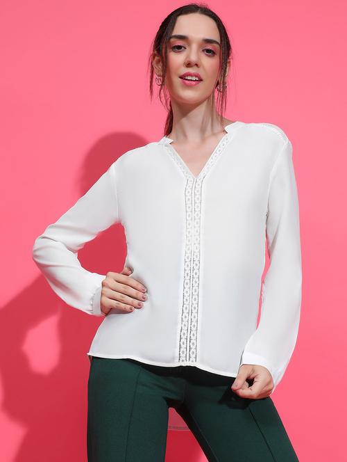 women white solids long sleeves top - 21384978 - Standard Image - 0
