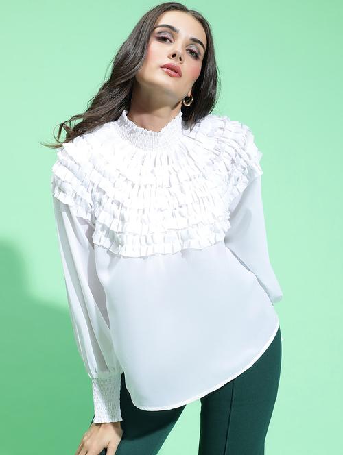 women white solids long sleeves top - 21384980 -  Standard Image - 0