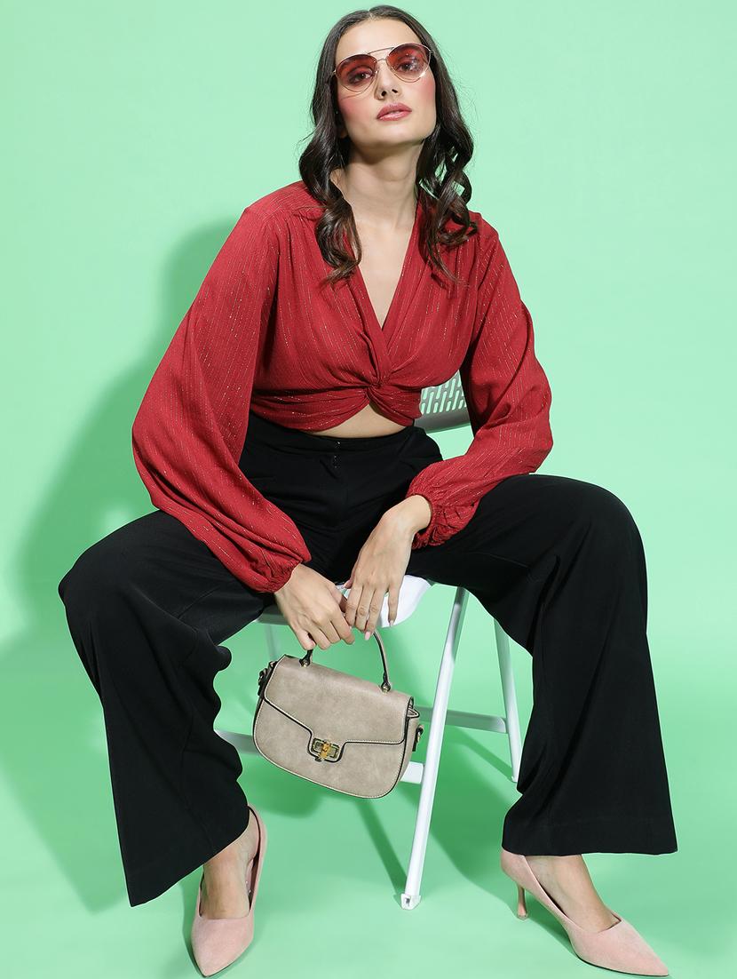 red solid regular top - 21384985 - Standard Image - 3