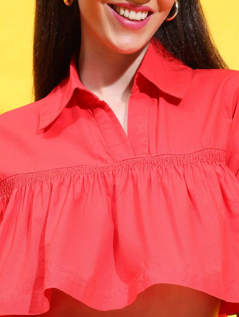 women red solids crop top - 21384986 -  Standard Image - 5