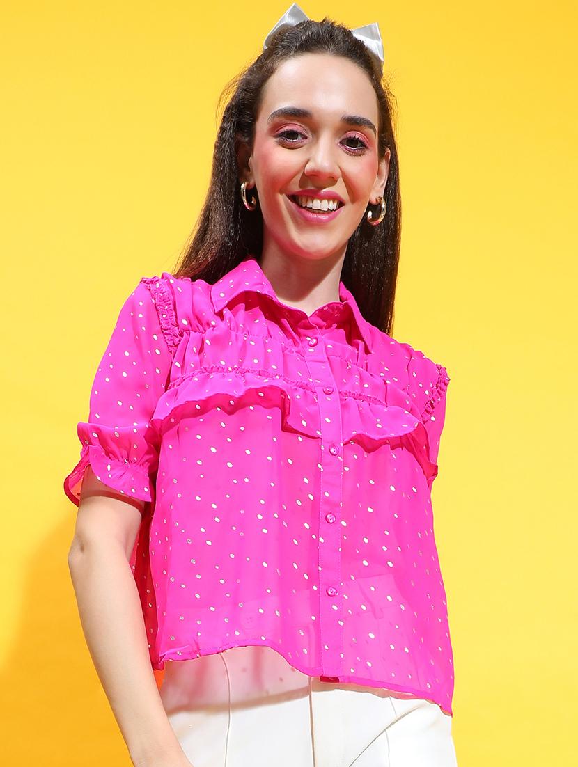 women pink polyester regular shirt - 21385016 -  Zoom Image - 0