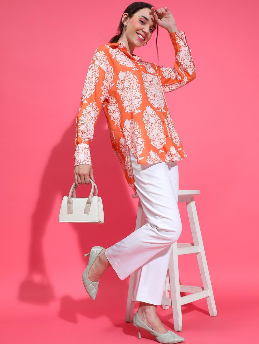 orange floral printed regular shirt - 21385018 - Standard Image - 3