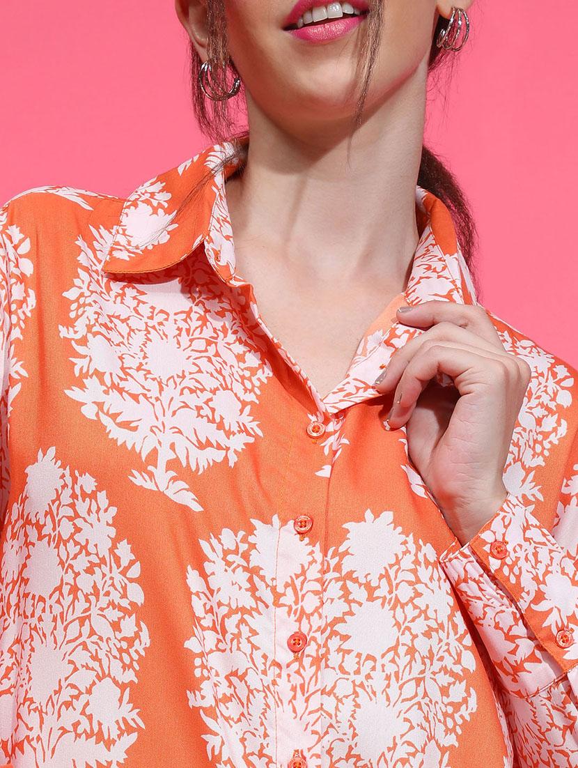 orange floral printed regular shirt - 21385018 - Standard Image - 5