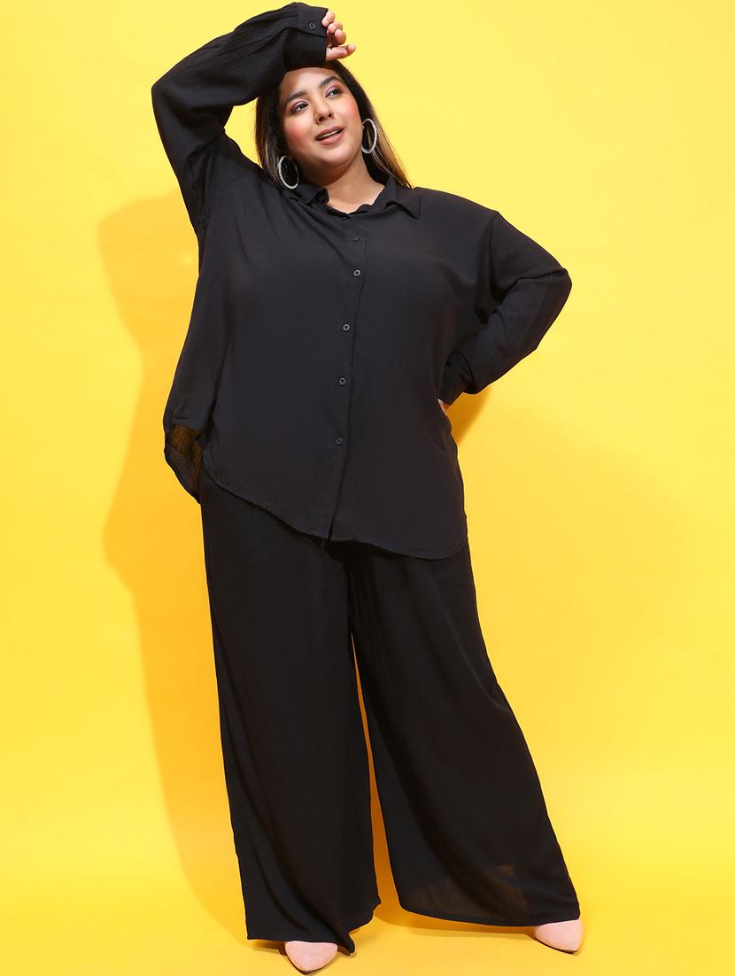 women black viscose plus shirt - 21385023 - Standard Image - 3