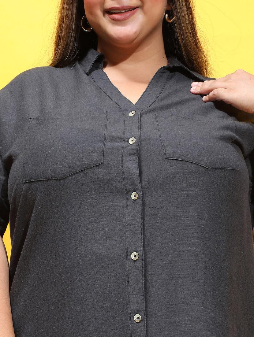 women black solids plus size shirt - 21385029 - Standard Image - 5