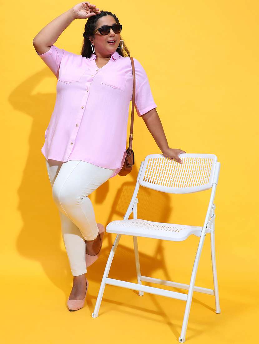 women lavender solids plus size shirt - 21385032 -  Standard Image - 3