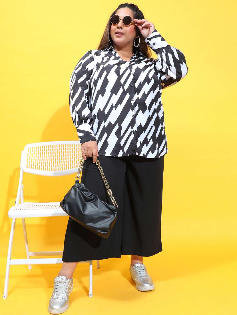women black printed plus size shirt - 21385033 - Standard Image - 3