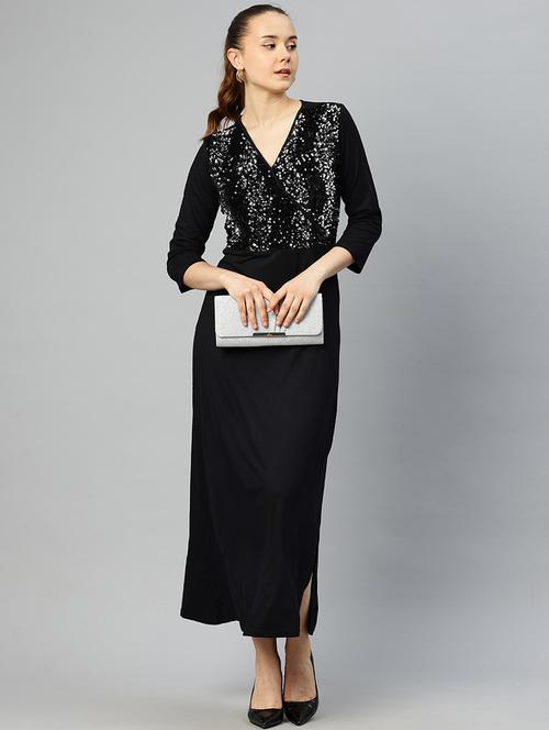 women black viscose sheath dress - 21385104 - Standard Image - 0