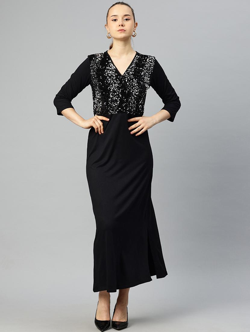 women black viscose sheath dress - 21385104 - Standard Image - 3