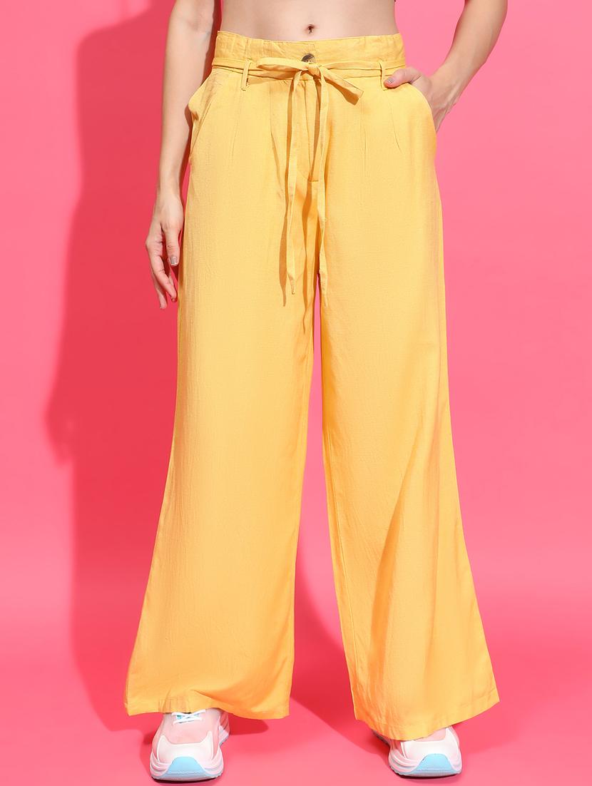 women yellow linen wide leg trouser - 21385278 - Zoom Image - 0