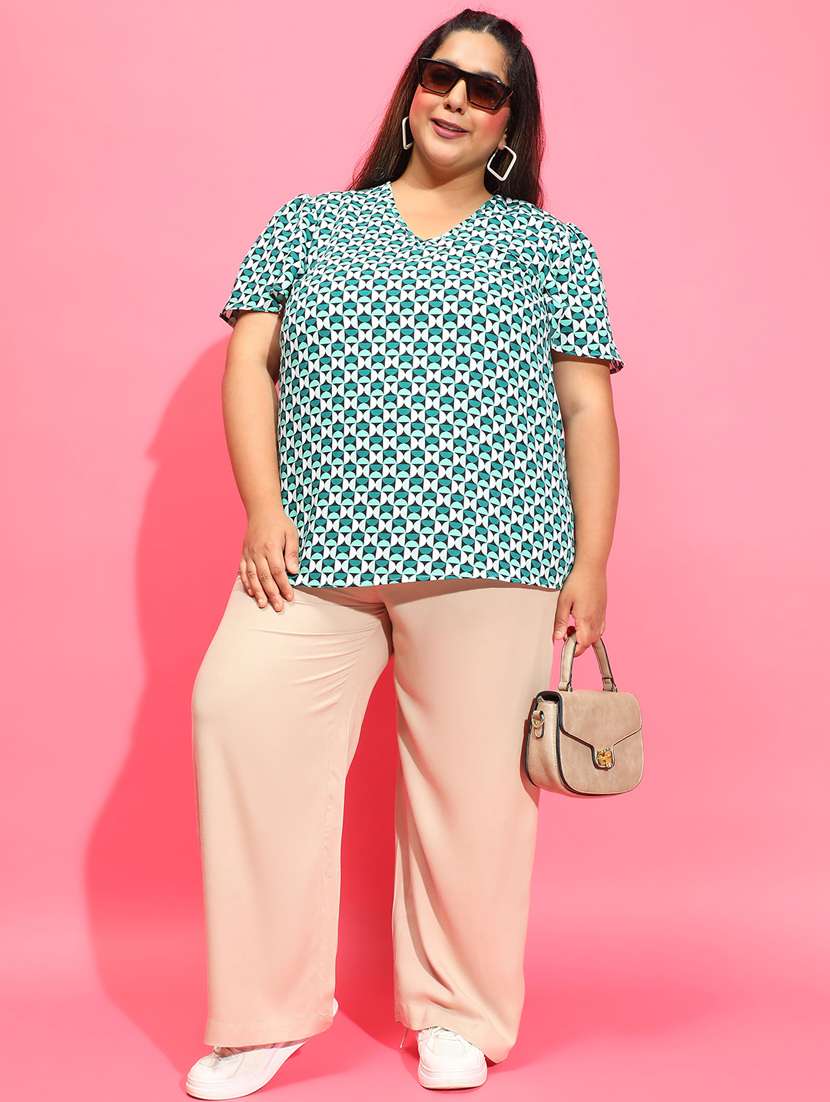 women beige solids plus size tailored pants  - 21385289 -  Standard Image - 3