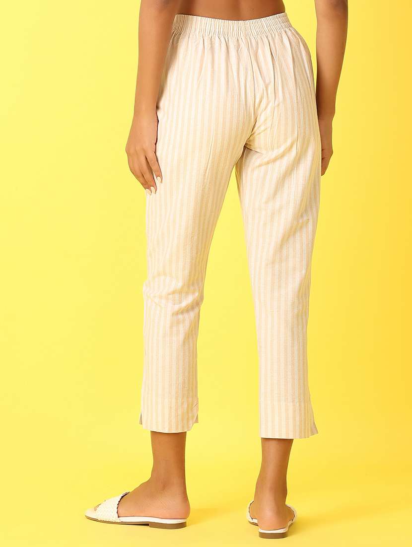 women beige stripes chinos trouser - 21385463 -  Standard Image - 3
