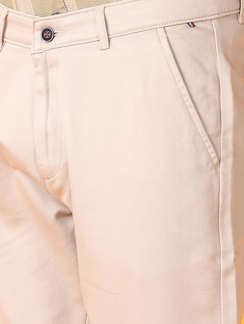men cream solid chinos casual trouser - 21385516 - Standard Image - 5