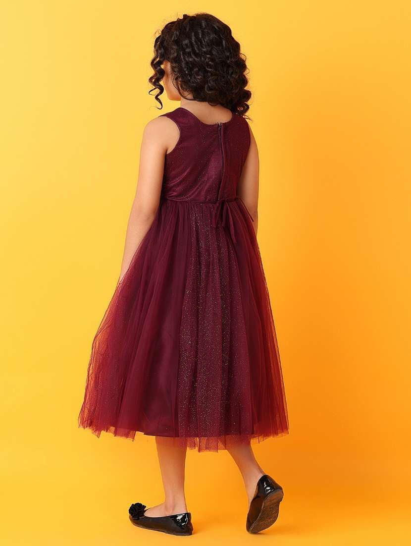 girls solids with work round neck frock - 21385563 -  Standard Image - 3