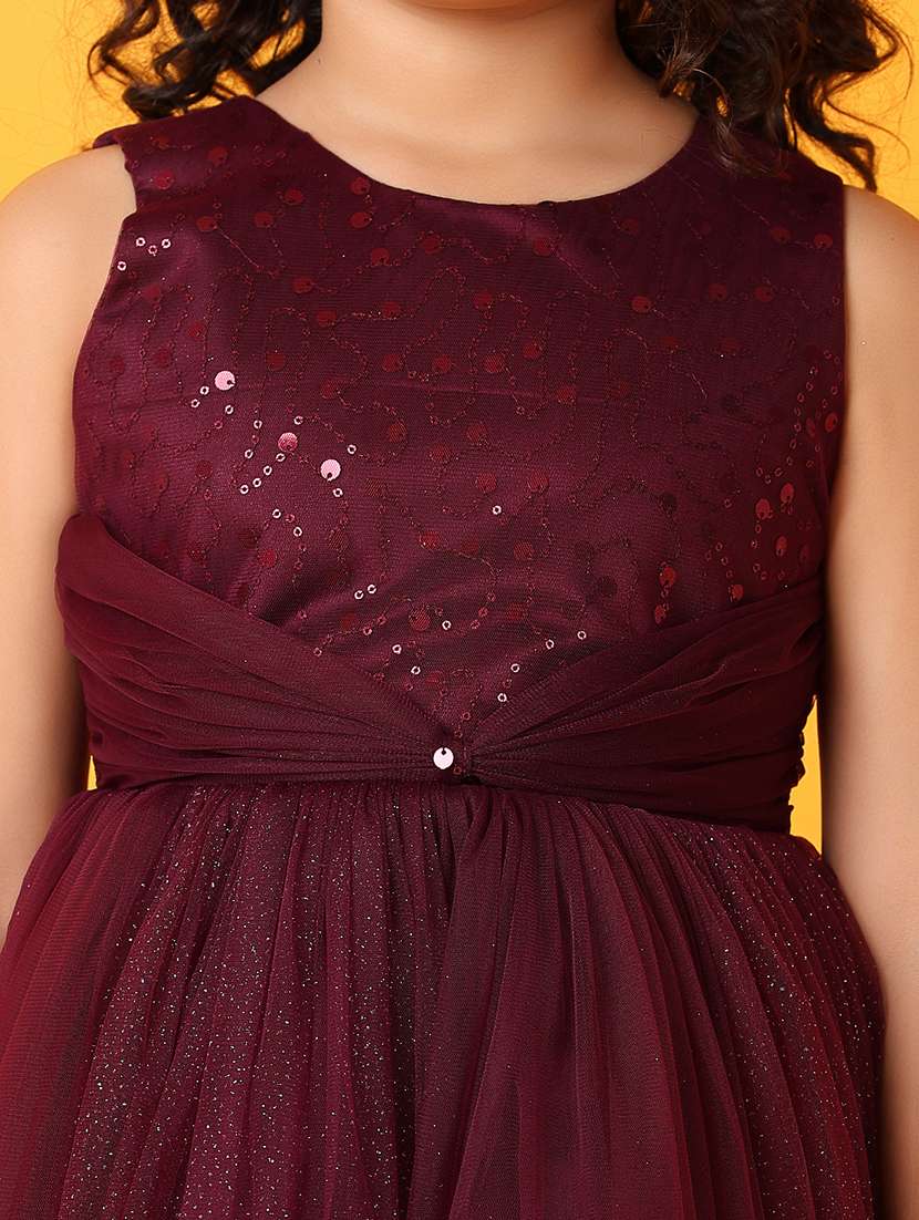 girls solids with work round neck frock - 21385563 -  Standard Image - 5