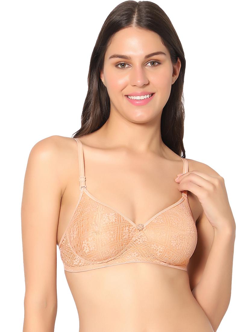 women peach lace detailed regular bfra