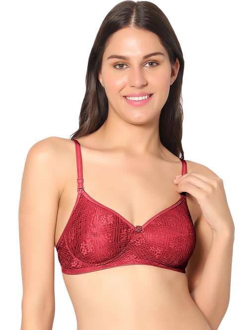 women maroon lace detailed regualar bra - 21386175 -  Standard Image - 0