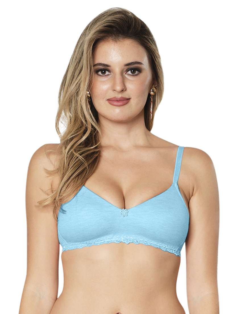 women light blue polyester regular bra