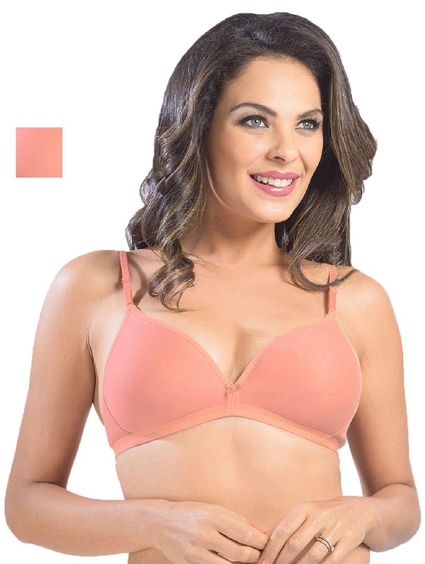 set of 2 pink cotton blend plunge bra - 21386262 -  Zoom Image - 0