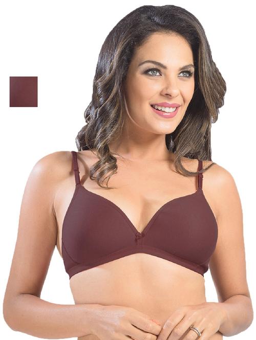 set of 2 maroon cotton blend plunge bra - 21386279 -  Standard Image - 0