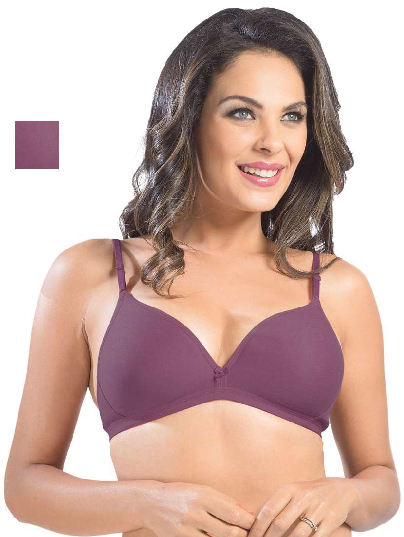 set of 2 purple cotton blend plunge bra