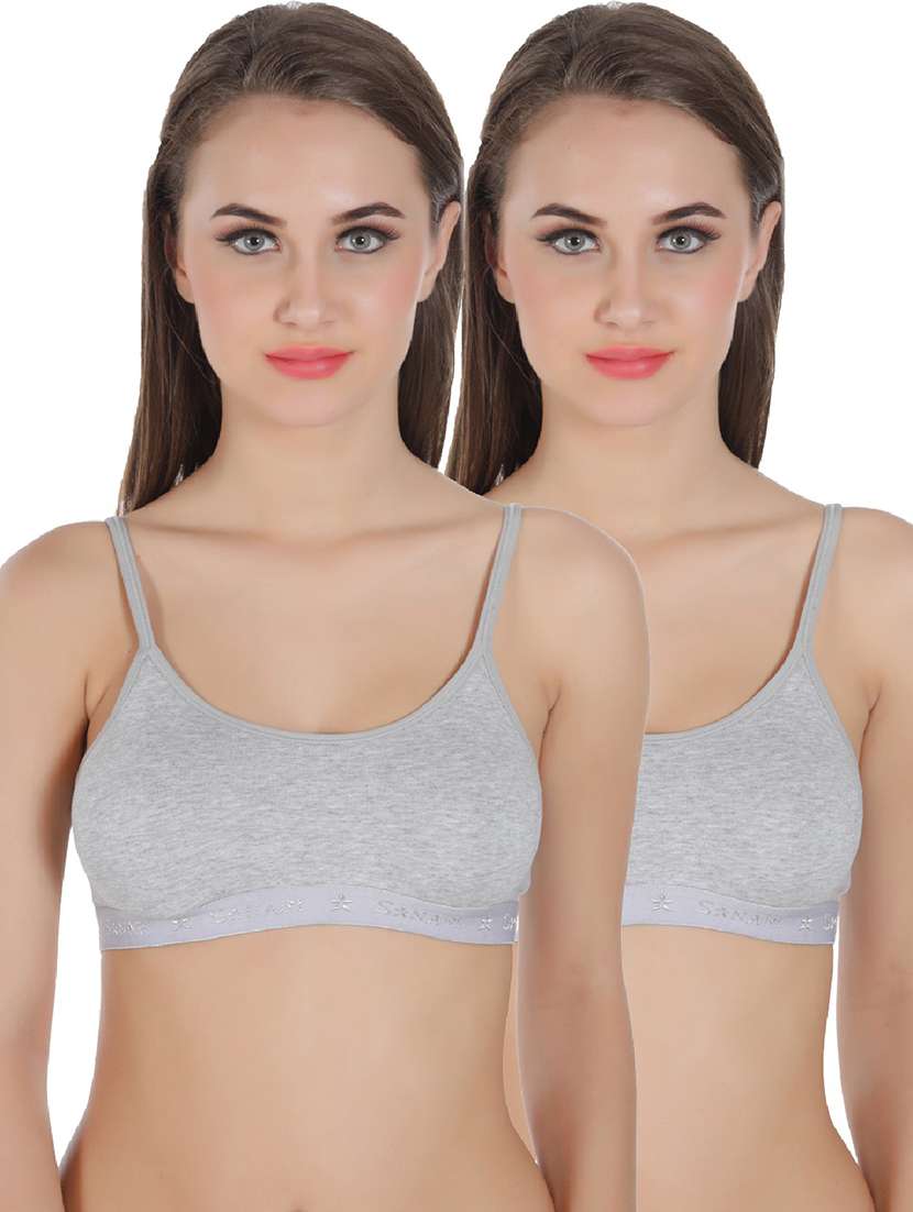 pack of 2 solid cotton blend sports bra
