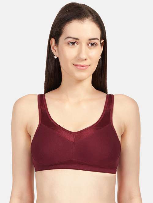 maroon cotton blend push up bra - 21386912 -  Standard Image - 0