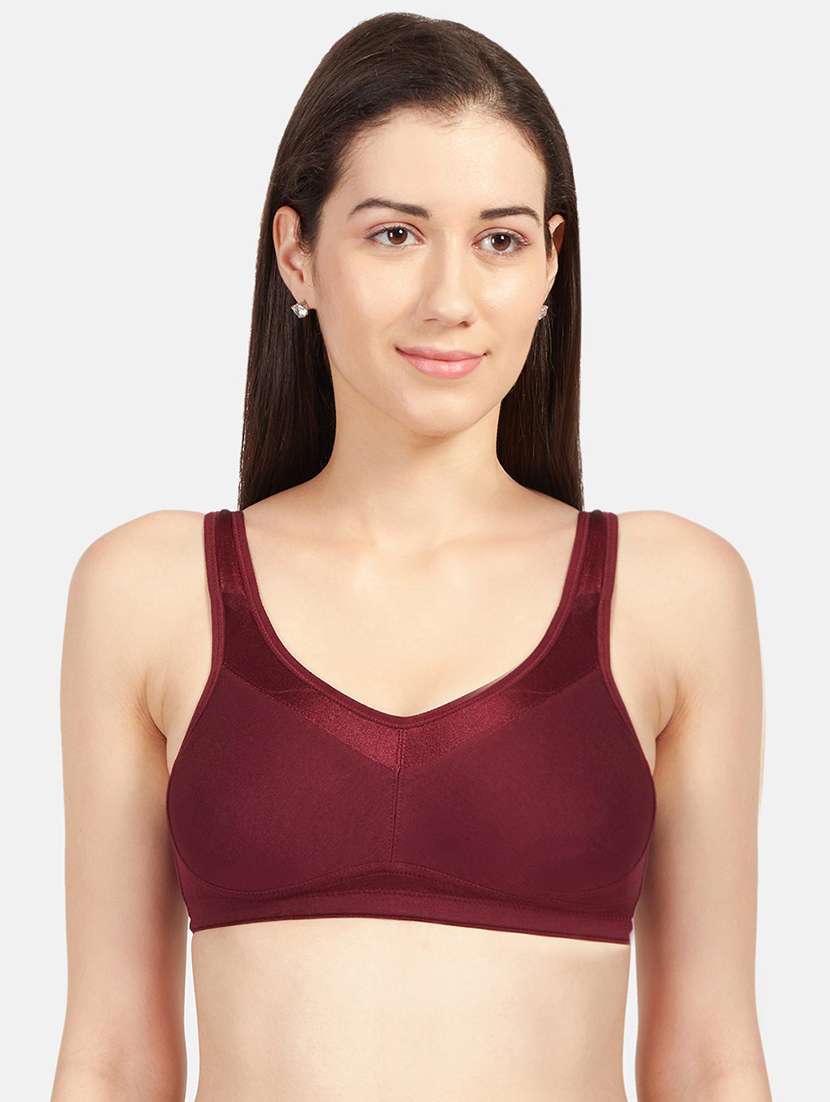 maroon cotton blend push up bra
