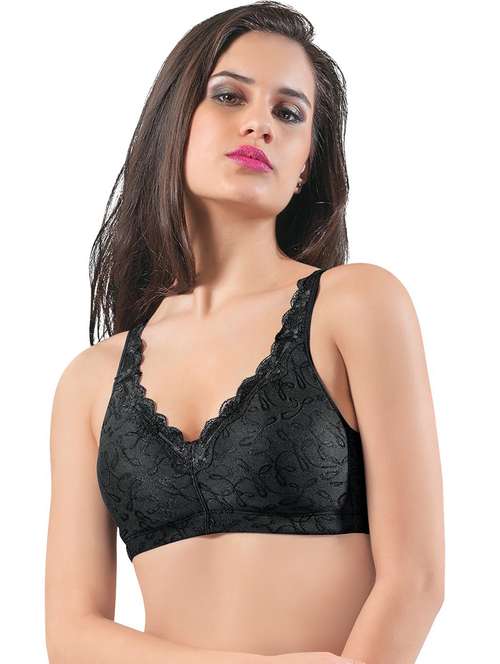 black cotton blend tshirt bra - 21387011 - Standard Image - 0