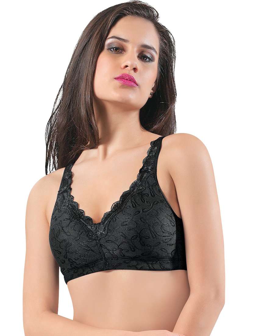 black cotton blend tshirt bra - 21387011 - Zoom Image - 0