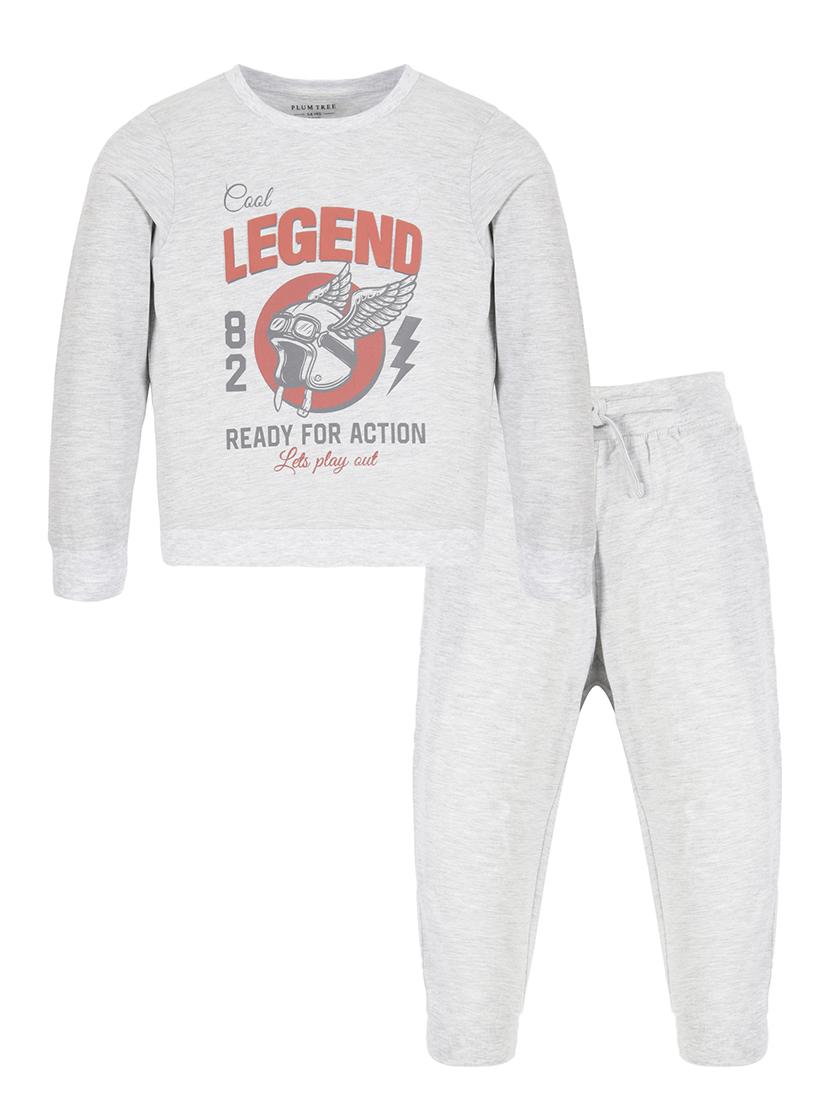 boys round neck graphic full length set
