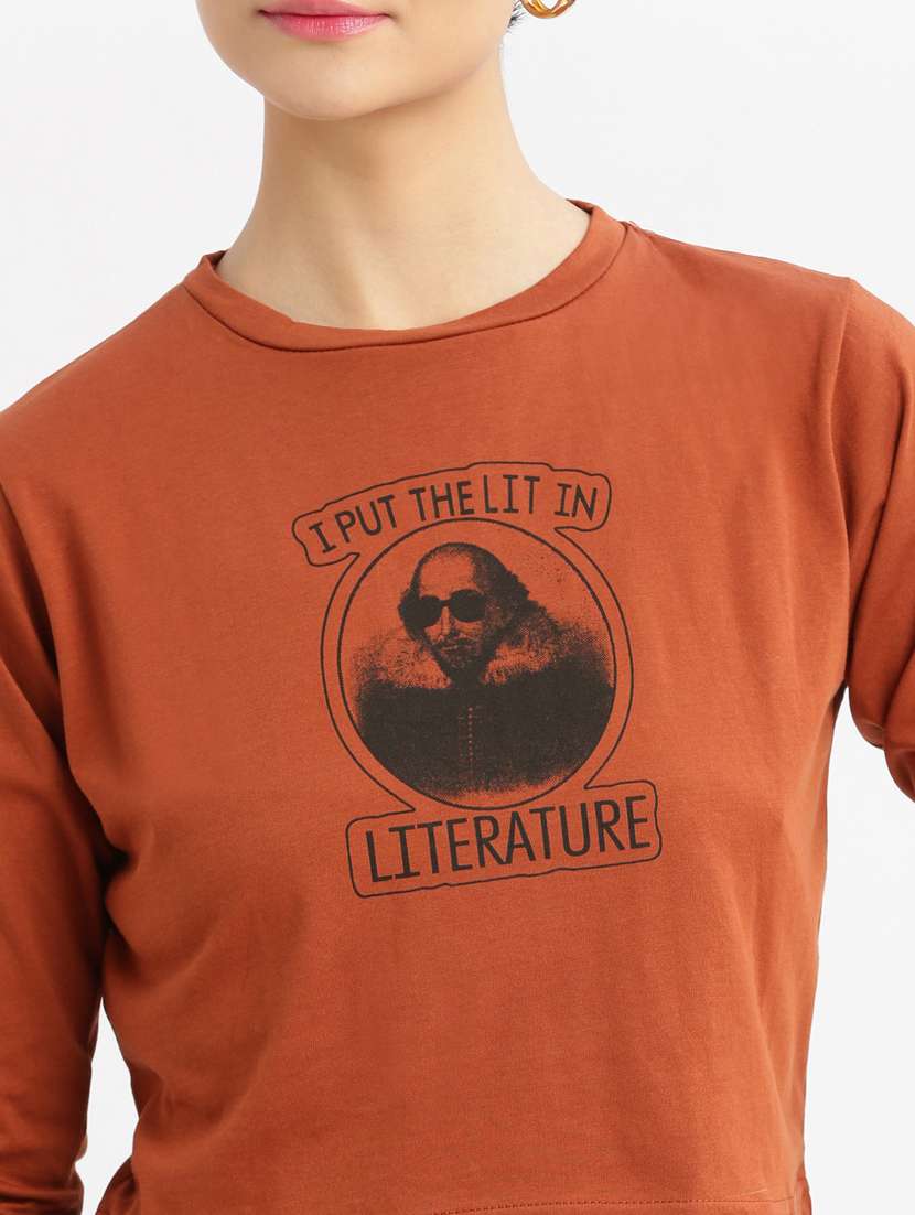 brown chest print t-shirt - 21387342 -  Standard Image - 5