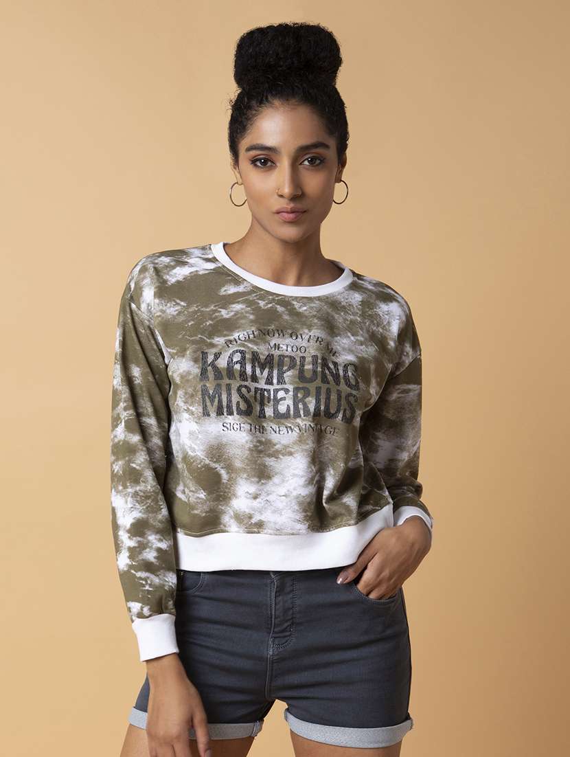 women all over print long sleeve sweatshirt - 21387345 -  Zoom Image - 0