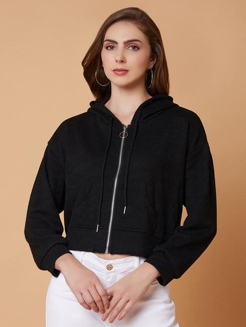 women black acrylic plain sweatshirt - 21387366 - Standard Image - 0